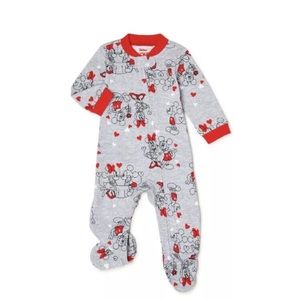 Disney Baby Girls/Boys 0-3M Minnie + Mickey Sleeper 1 Piece Footed New ❤️🖤